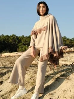 Hausanzug TORTORA Mit Strick In Sand Von Chiara Fiorini -Femina Verkauf hausanzug kuschel baumwolle mit cape tortora cf1321 chiara fiorini 3