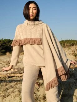 Hausanzug TORTORA Mit Strick In Sand Von Chiara Fiorini -Femina Verkauf hausanzug kuschel baumwolle mit cape tortora cf1321 chiara fiorini 4