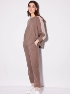 Lounge Set NOCCIOLA Nougat Mit Strickeinsatz Von Chiara Fiorini -Femina Verkauf hausanzug kuschel baumwolle mit strickeinsaetzen nocciola cf1322 chiara fiorini