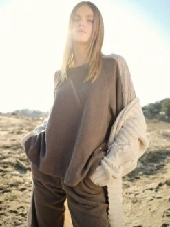 Lounge Set NOCCIOLA Nougat Mit Strickeinsatz Von Chiara Fiorini -Femina Verkauf hausanzug kuschel baumwolle mit strickeinsaetzen nocciola cf1322 chiara fiorini 3