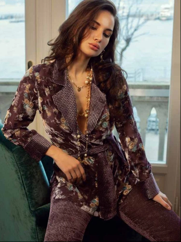 Ausbrennersamt Hausanzug ROSANNA 2 Tlg. Violett Von Room 24 2 Ausbrennersamt Hausanzug ROSANNA 2 Tlg. Violett Von Room 24 – Bild 2