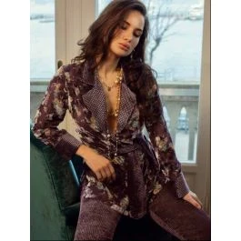 Ausbrennersamt Hausanzug ROSANNA 2 Tlg. Violett Von Room 24 1 Ausbrennersamt Hausanzug ROSANNA 2 Tlg. Violett Von Room 24