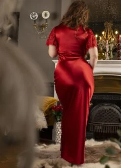 Stretchseide Nachtkleid Lang NINA Exklusiv Marjolaine -Femina Verkauf ka nachtkleid cerise rubis 4nin3002 marjolaine 5 2 1