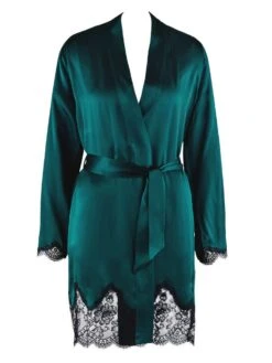 100% Seide Kimono TOI MON AMOUR Uni Farben Von Aubade -Femina Verkauf kimono gr n spitze seide toi mon amour qs65 emeraude aubade 1 2 1