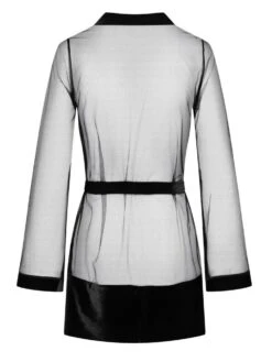 Kurzer Morgenmantel KIMONO TULLE Tüll Schwarz Von Cadolle -Femina Verkauf kimono tulle et velours noir 4203ae cadolle 3