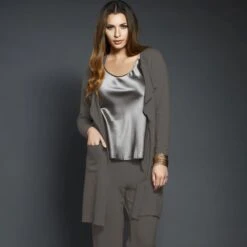 Baumwollmix Morgenmantel CASUAL Kuschelig Von Gattina -Femina Verkauf kuschel baumwolle mantel 384390 gattina fango 8