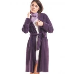 Morgenmantel KUSCHEL FLEECE Pflaume-violett Von Fiori Di Chiara