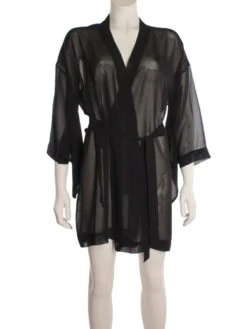 Kimono 100% Seide FIDJI MOUSSELIN Schwarz Von Marjolaine -Femina Verkauf marjolaine kimono fidji mousselin 2fid2001 schwarz