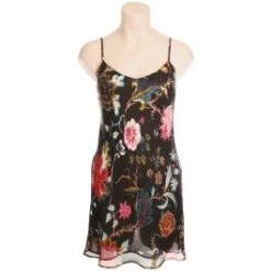 Seidennachthemd 100% Seide FIDJI MOUSSELIN Blumendruck Von Marjolaine