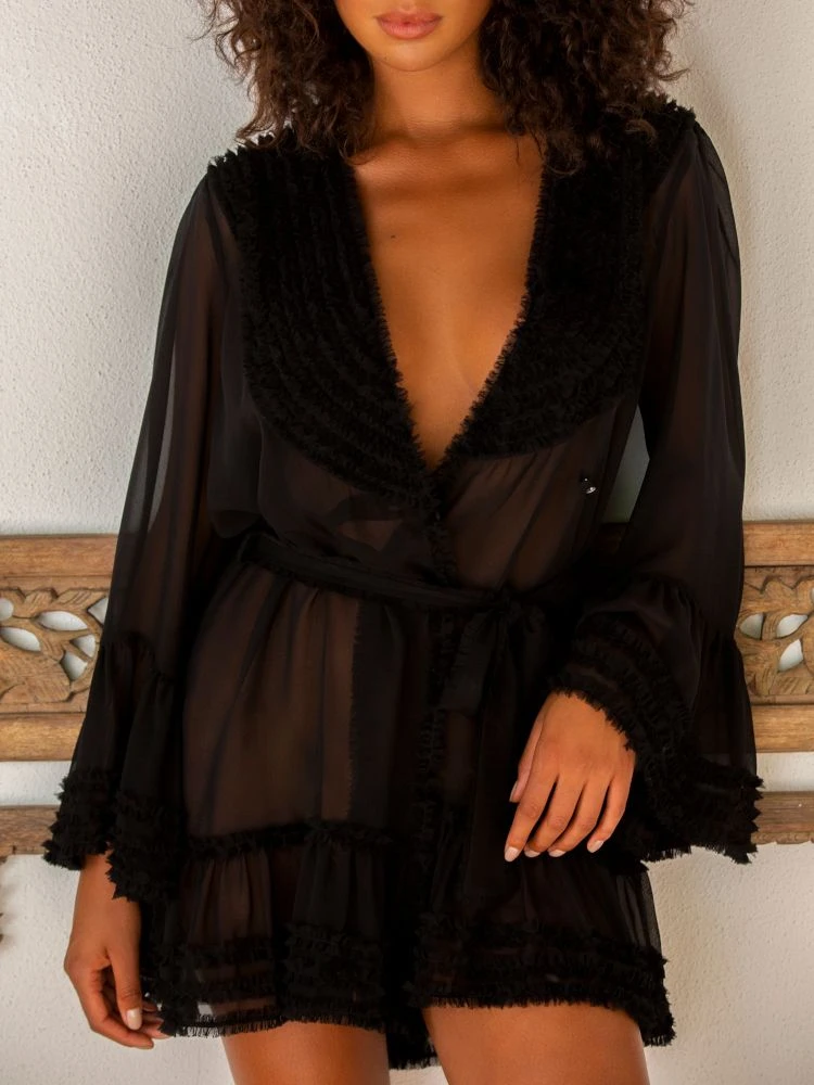 Kimono 100% Seide SOIE FANTAISIE Von Marjolaine 3 Kimono 100% Seide SOIE FANTAISIE Von Marjolaine – Bild 3