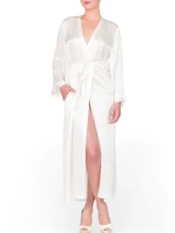 100% Seide Morgenmantel Lang LAURIAN Von Marjolaine -Femina Verkauf morgenmantel seide laurian naturel marjolaine