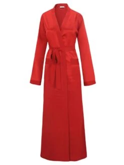 100% Seide Morgenmantel Lang KLASSIK SATIN Von Eva B. Bitzer -Femina Verkauf morgenmantel seide rubinrot 27319873 eva bitzer 3