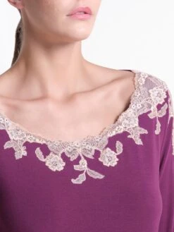 Modal Langarm Nachtkleid PRUGNA Violett Von Verdiani 7 Modal Langarm Nachtkleid PRUGNA Violett Von Verdiani -Femina Verkauf nachthemd modal pflaume 4828 verdiani 3