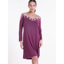 Modal Langarm Nachtkleid PRUGNA Violett Von Verdiani 1 Modal Langarm Nachtkleid PRUGNA Violett Von Verdiani