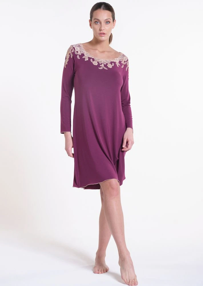 Modal Langarm Nachtkleid PRUGNA Violett Von Verdiani 5 Modal Langarm Nachtkleid PRUGNA Violett Von Verdiani – Bild 5