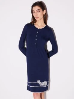 Modal Nachthemd Mit Knopfleiste Von Chiara Fiorini -Femina Verkauf nachtkleid langarm kurz blu cf1375 chiara fiorini 9