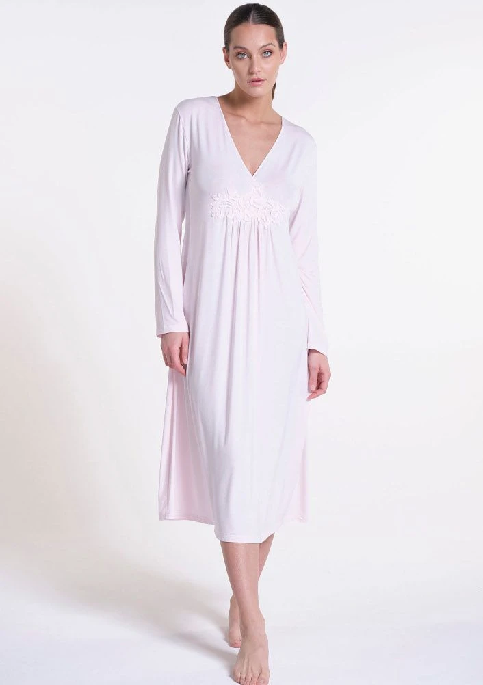 Modal Langarm Nachtkleid ANGEL No. 3 Zart-rosé Von Verdiani 2 Modal Langarm Nachtkleid ANGEL No. 3 Zart-rosé Von Verdiani – Bild 2