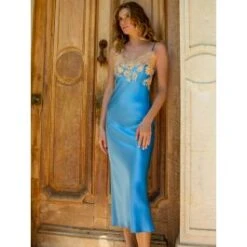 100% Seide Nachthemd Lang MARJOLIE No. 4 Mit Spitze Marjolaine