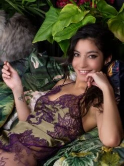 Seide Neglige NYMPHE No. 3 Kurz Bunt Marjolaine -Femina Verkauf neglige nymphe kaki violet 4nym0103 marjolaine 8 1 1 1