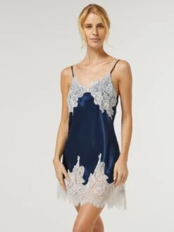 100% Seide Neglige Kurz LILLIAN Von Vivis -Femina Verkauf neglige seide lillian v00581 nachtblau vivis 3 5 1