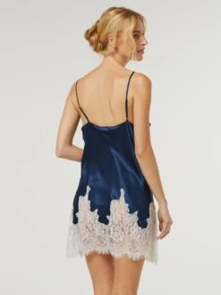 100% Seide Neglige Kurz LILLIAN Von Vivis -Femina Verkauf neglige seide lillian v00581 nachtblau vivis 5 1