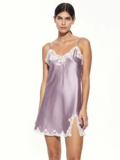 100% Seide Neglige SATIN + LACE Kurz Von Eva B. Bitzer -Femina Verkauf neglige seide satin lace flieder 29314478 eva b bitzer 3 1 7
