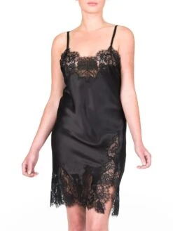 100% Seide Negligé ST. ELM Mit Spitze Gattina -Femina Verkauf neglige seide st elm 50221 schwarz gattina 2