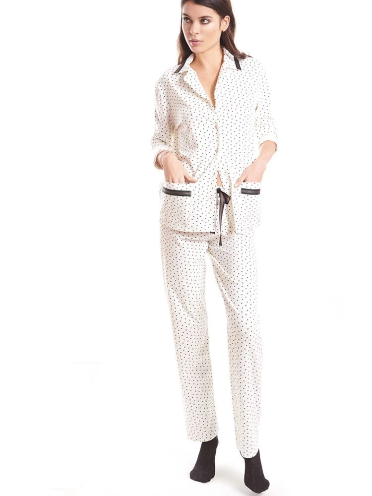 Baumwolle Pyjama HEARTS Weiss-schwarz Von Fiori Di Chiara 3 Baumwolle Pyjama HEARTS Weiss-schwarz Von Fiori Di Chiara – Bild 3