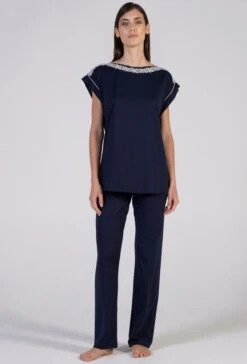 100% Baumwolle Pyjama BLU Dunkelblau Von Verdiani 9 100% Baumwolle Pyjama BLU Dunkelblau Von Verdiani -Femina Verkauf pyjama baumwolle dunkelblau 4732 donna verdiani