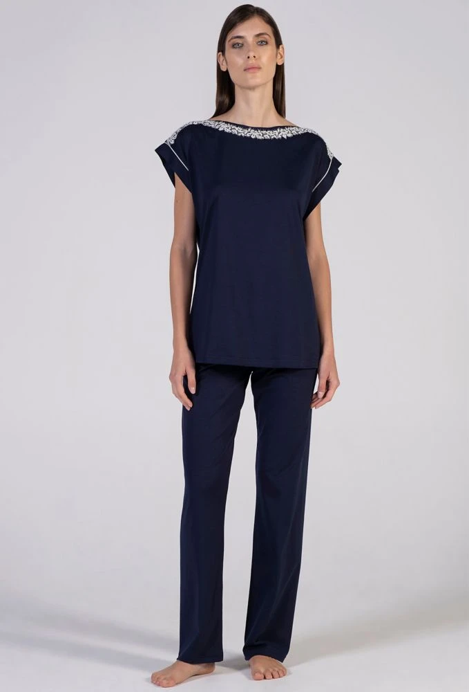 100% Baumwolle Pyjama BLU Dunkelblau Von Verdiani 5 100% Baumwolle Pyjama BLU Dunkelblau Von Verdiani – Bild 5