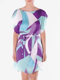 100% Seide Kaftan MODERN PRINT Von Luna Di Seta -Femina Verkauf seide kaftan lck3011 mint lila luna di seta 1