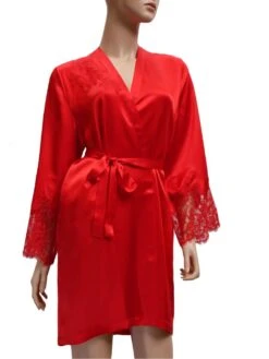 Seide Morgenmantel JARDIN Kurz Mit Spitze Marjolaine -Femina Verkauf seide morgenmantel scharlachrot jardin 2002 marjolaine 2