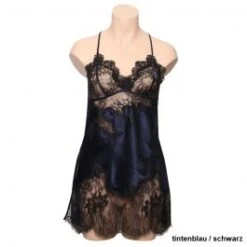 100% Seide Negligé CHANTAGE Kurz Spitze Von Marjolaine