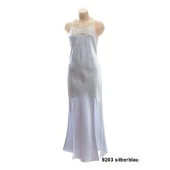 100% Seide Negligé HAREM PIPING Lang Von Luna Di Seta -Femina Verkauf seide neglige lang harem piping l6n5009 9203 silberblau luna di seta f