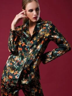 Seide Pyjama WINTER FLOWERS Grün-bunt Von Chiara Fiorini -Femina Verkauf seide pyjama cf100 floral chiara fiorini 3