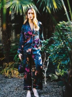 100% Seide Schlafanzug WINTER GARDEN Von Luna Di Seta -Femina Verkauf seide pyjama winter garden vlst60546 blumen luna di seta 2