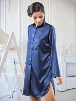 Seta Superior Seide Sleepshirt PODEROSA Von Cotton Club -Femina Verkauf seide sleepshirt poderosa dunkelblau seta superior cotton club