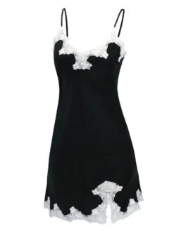 100% Seide Neglige SATIN + LACE Kurz Von Eva B. Bitzer -Femina Verkauf seide spitze neglige 29314478 schwarz weiss eva b bitzer 2 1 7 1