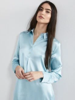 Stretchseide Kurzes Sleepshirt SLOANE STREET Exclusiv Eva B. Bitzer -Femina Verkauf sleepshirt kurz crystal blue 27319279 sloan street eva b bitzer 2