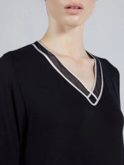 Modal Sleepshirt WKND No. 4 Knielang Schwarz-puder Von Verdiani -Femina Verkauf sleepshirt modal schwarz 3608 verdiani weekend 3