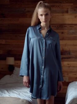 Seide Sleepshirt SEDUZIONE DI SETA Kurz Von Gattina -Femina Verkauf sleepshirt seide 381453 stonegrey gattina 3