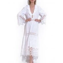 Langes Sommerkleid Mit Stickerei BIANCO Von Chiara Fiorini