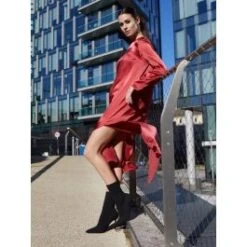 100% Seide Nachtkleid VIOLETTA Rot Von Vivis