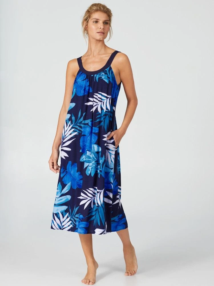 Viscose Kleid Lang ESCAPE Blau Von Donna Karan Sleepwear 2 Viscose Kleid Lang ESCAPE Blau Von Donna Karan Sleepwear – Bild 2