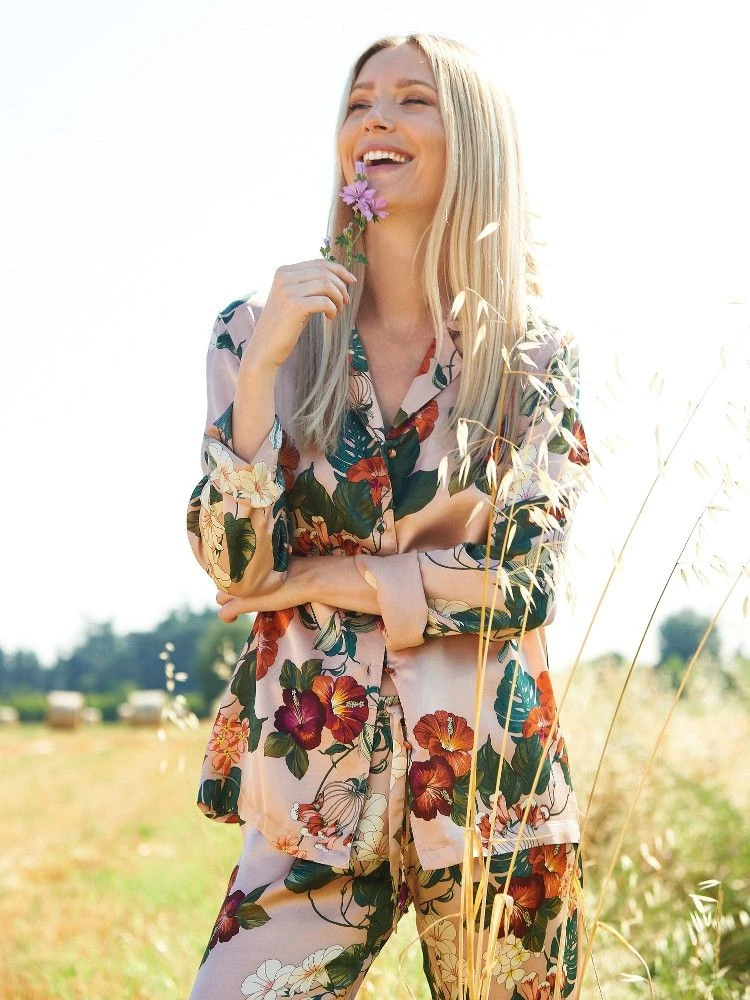 Viscose Pyjama FLOWERS Rosa-grün Von Chiara Fiorini 2 Viscose Pyjama FLOWERS Rosa-grün Von Chiara Fiorini – Bild 2