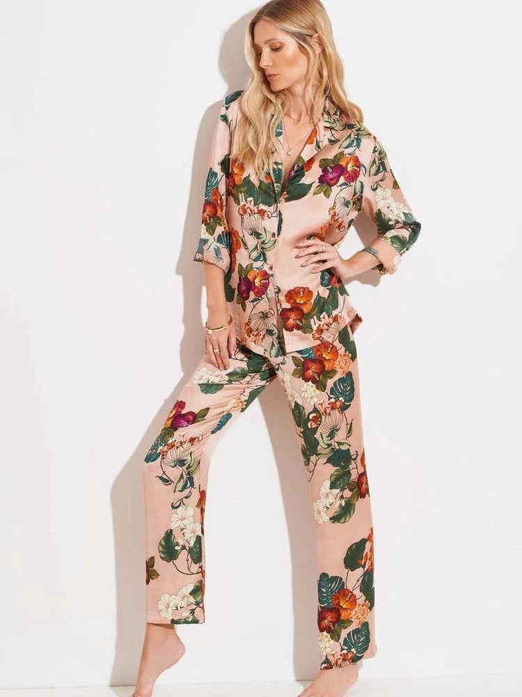 Viscose Pyjama FLOWERS Rosa-grün Von Chiara Fiorini 3 Viscose Pyjama FLOWERS Rosa-grün Von Chiara Fiorini – Bild 3